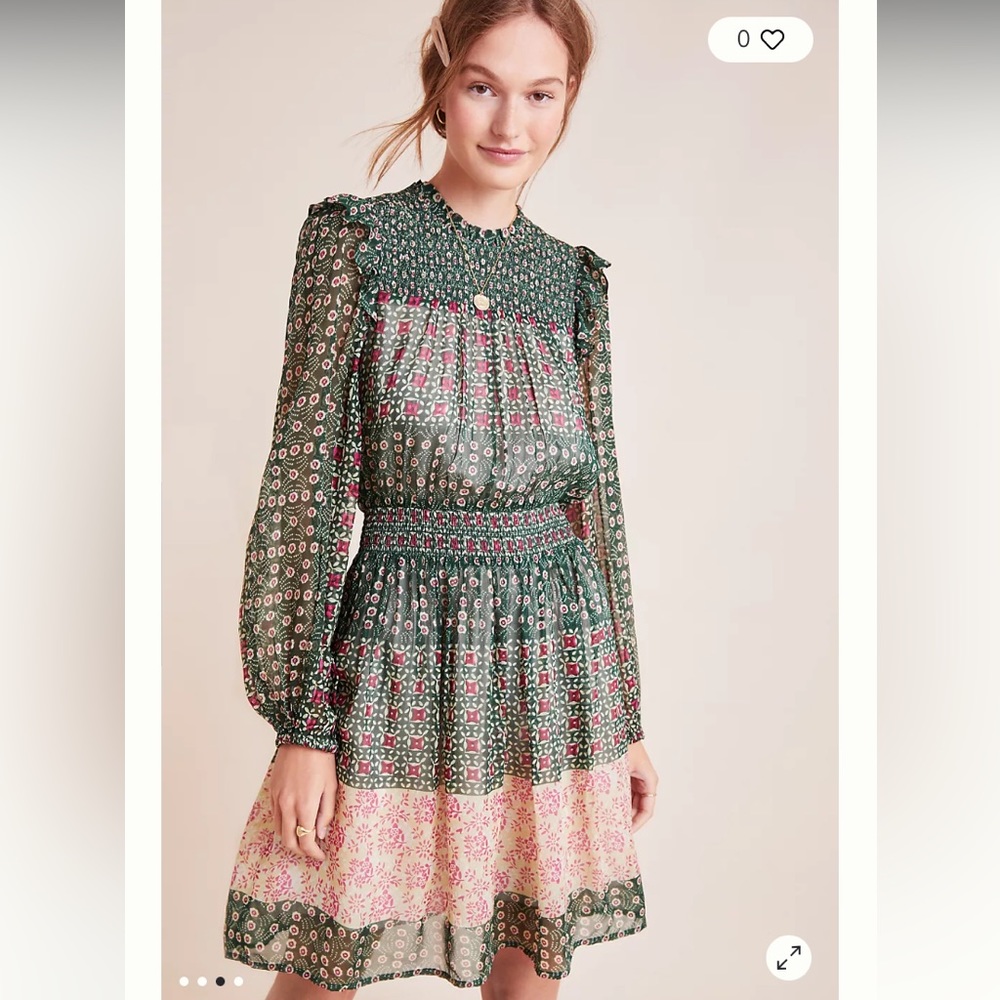 Anthropologie Rhiannon Floral Mini Dress